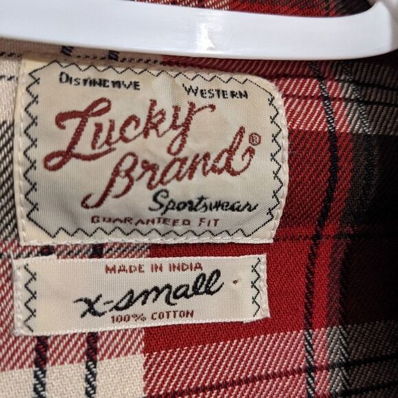 Lucky BRAND Plaid flannel button down shirt size XS @G - Picture 5 of 8